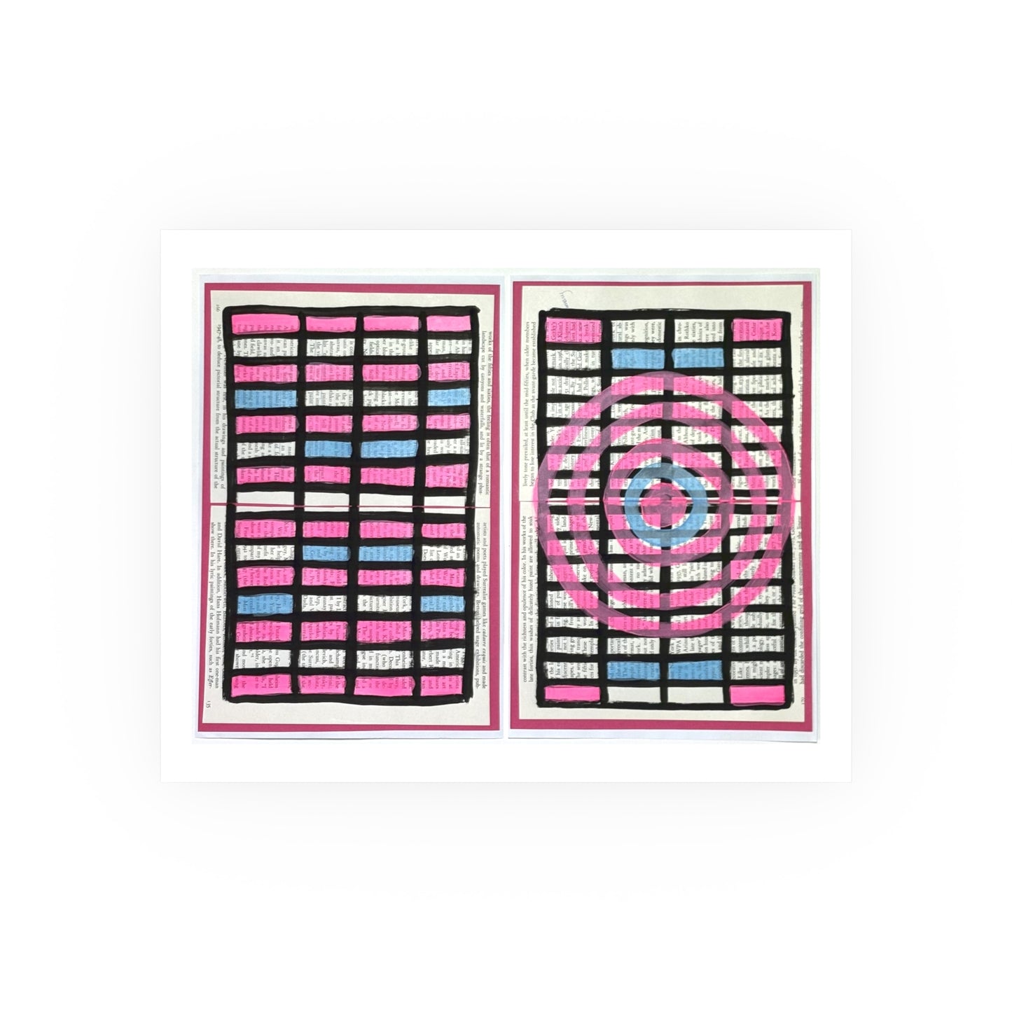 Pink and Blue  - Collage Art Print