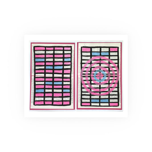 Pink and Blue  - Collage Art Print