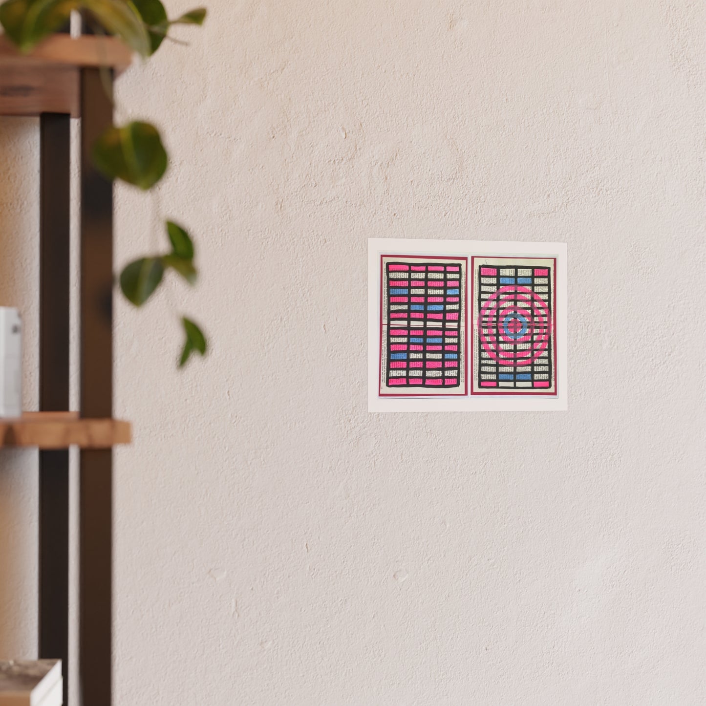 Pink and Blue  - Collage Art Print