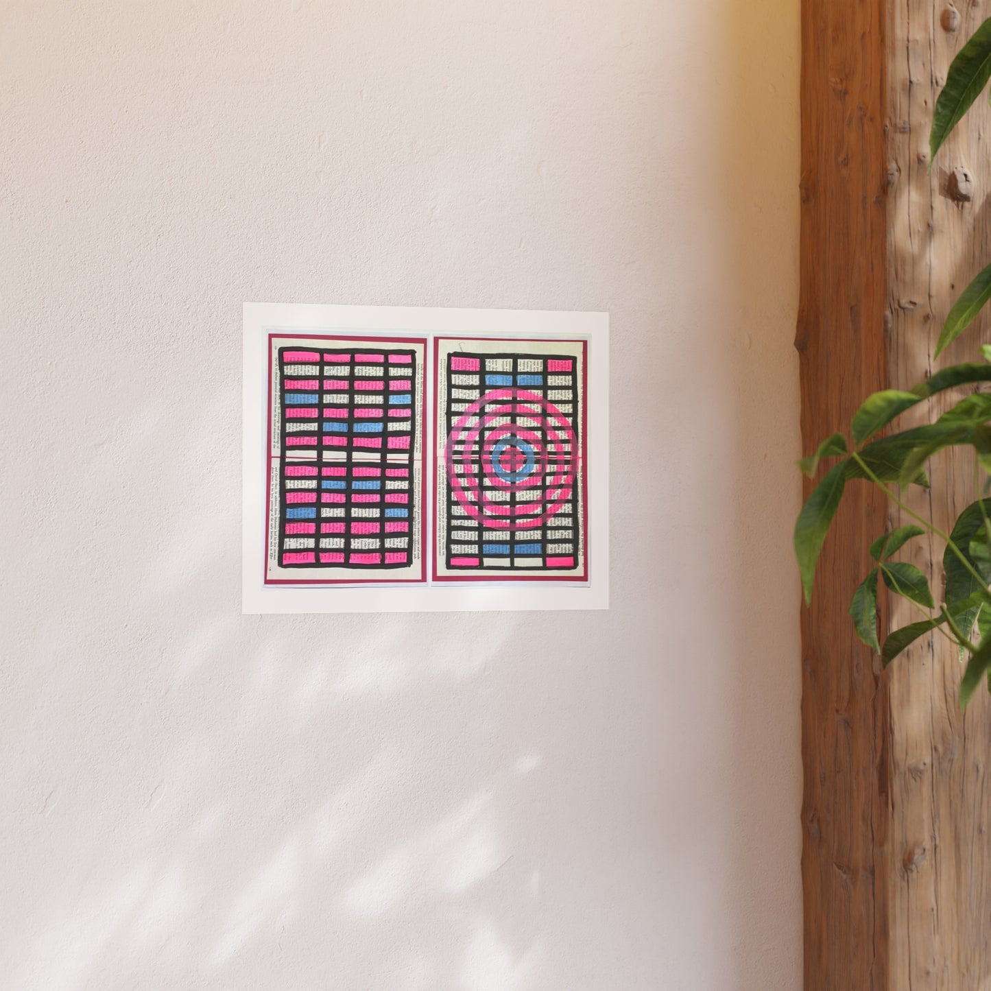 Pink and Blue  - Collage Art Print