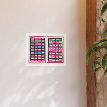 Pink and Blue  - Collage Art Print